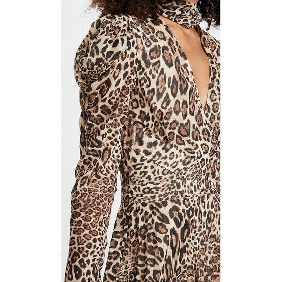 💕RONNY KOBO💕 Bernadette Pleated Leopard-Print Chiffon Midi Dress ~ Small NWT - Picture 11 of 16